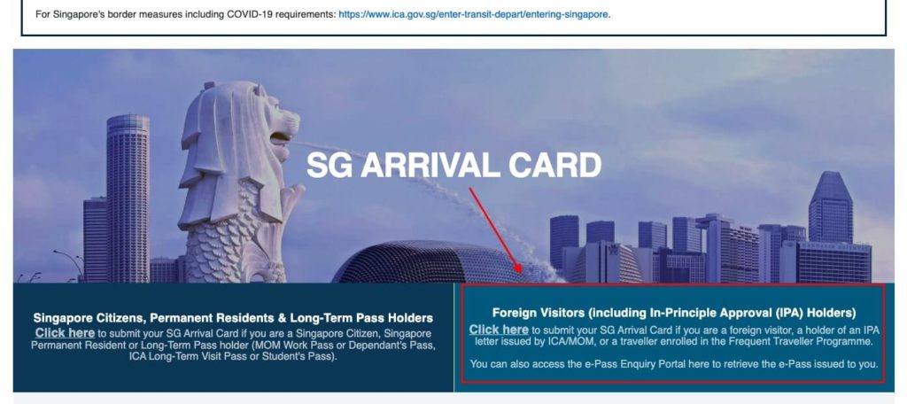 sg card - requirement to travel to singapore from philippines